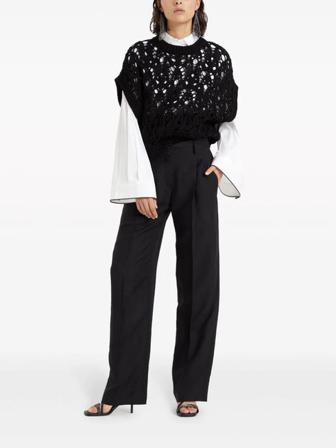 contrast-border poplin shirt